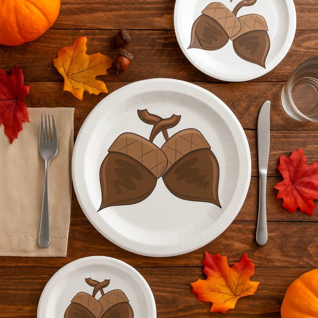 Assiettes En Carton Acorns Rustique Forêt d'automne Nature (Créateur téléchargé)