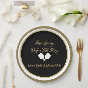 Assiettes En Carton Activité mariage Week-end Pickleball Gold & White