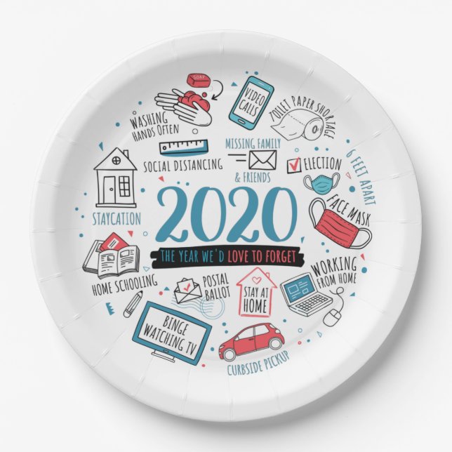 Assiettes En Carton Activités de quarantaine 2020 Noël Commémoratif (Devant)