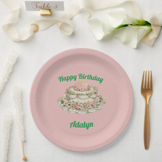 ASSIETTES EN CARTON ADALYN ~ GÂTEAU D'ANNIVERSAIRE VINTAGE ~