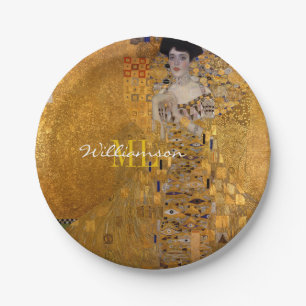 Assiettes En Carton Adele, Lady in Gold de Gustav Klimt, Monogrammé
