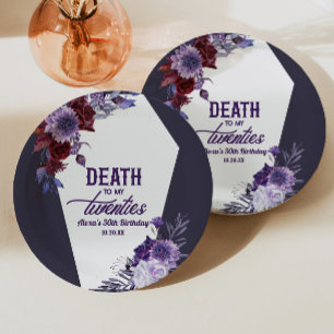 Assiettes En Carton Adieu à mes vingt ans Fleur 30e Anniversaire