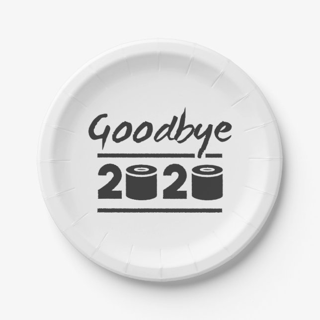 Assiettes En Carton Adieu papier toilette 2020 - c’est fini (Devant)