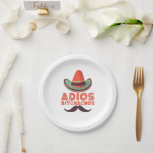 Assiettes En Carton Adios Bitchachos Chapeau Rétro Cinco De Mayo