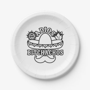 Assiettes En Carton Adios Bitchachos Fiesta Thème amusant Citation