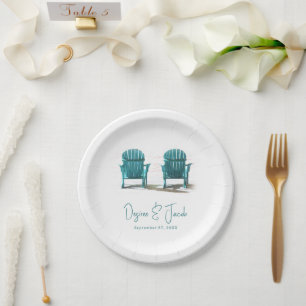 Assiettes En Carton Adirondack Chaises De Plage Mariage Turquoise Blan