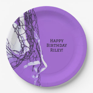 Assiettes En Carton Ado Bold violet fête d'anniversaire Net & volleyba