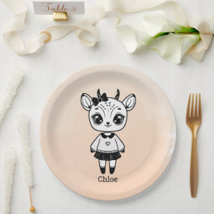 Assiettes En Carton Adorable Antelope Girl - Jolie conception Doodle