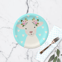 Assiettes En Carton Adorable Baby Boho Chic Agneau de Pâques