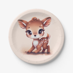 Assiettes En Carton Adorable Cerf de Bébé