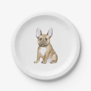 Assiettes En Carton Adorable chiot français bulldog