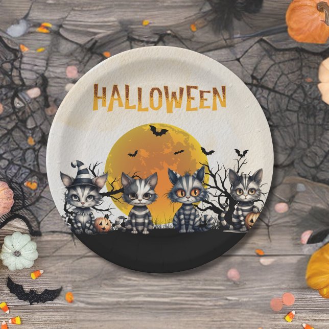 Assiettes En Carton Adorable Fête d'Halloween Éffrayante Fête de Fantô (Créateur téléchargé)
