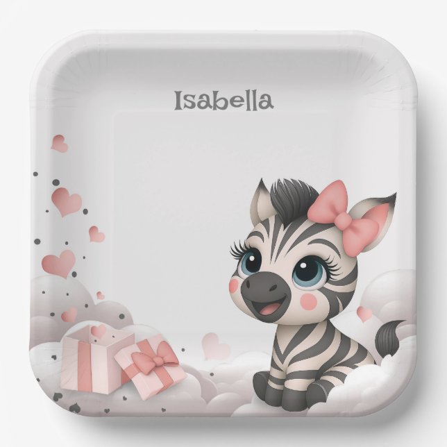 Assiettes En Carton Adorable little cartoon zebra  (Recto)