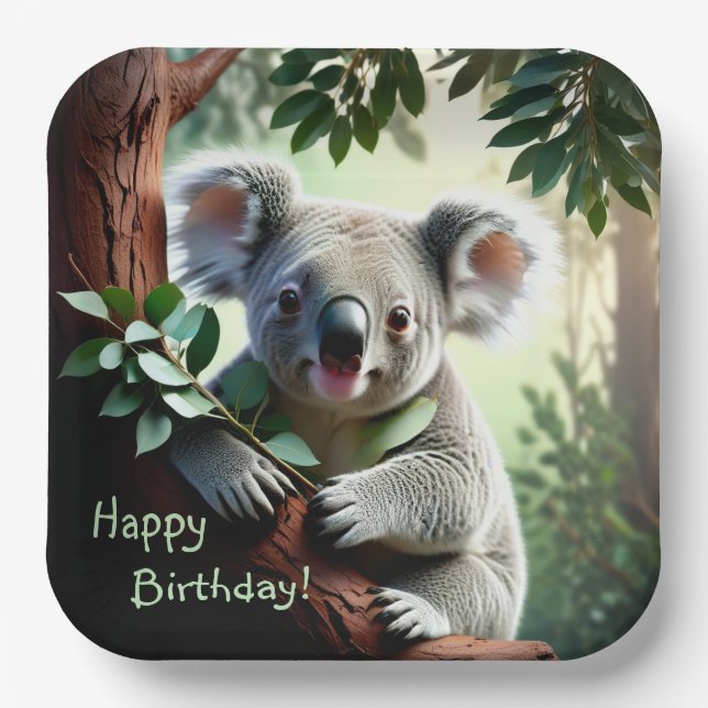 Assiettes En Carton Adorable Ours Koala (Recto)