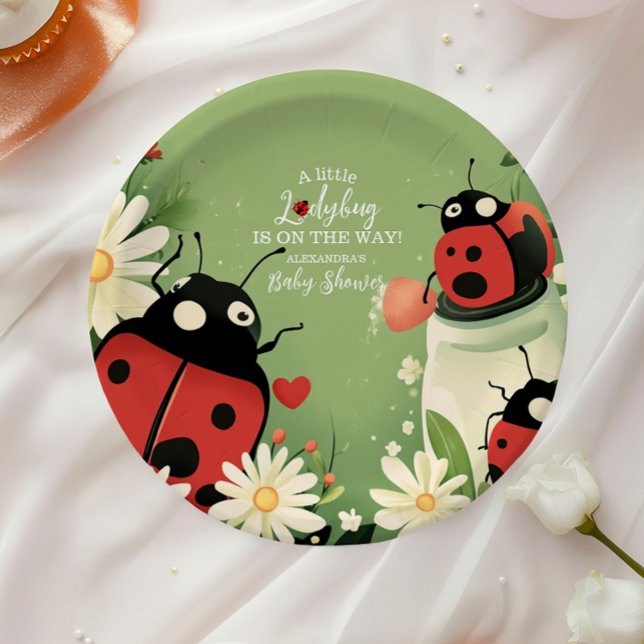 Assiettes En Carton Adorable Petit Baby shower de fille de coccinelle (Créateur téléchargé)