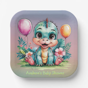 Assiettes En Carton Adorable Petit Baby shower Dinosaure
