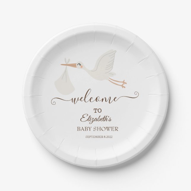 Assiettes En Carton adorable petite cigogne (Devant)