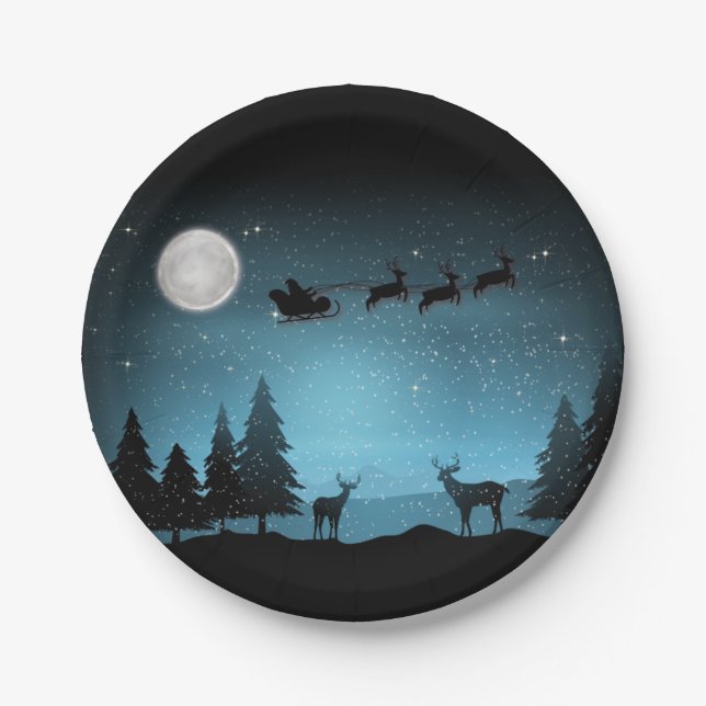Assiettes En Carton Adorable Rindeer La Nuit (Devant)