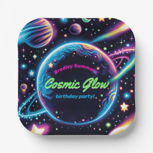 Assiettes En Carton Ados Espace Lumineux cosmique Thème Anniversaire F