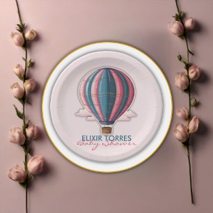 Assiettes En Carton Adventure Attend le Baby shower Festive bleu rose