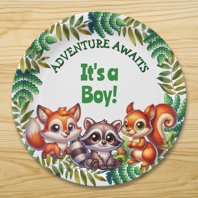 Assiettes En Carton Adventure Await It's a Boy Baby shower (Créateur téléchargé)