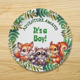 Assiettes En Carton Adventure Await It's a Boy Baby shower