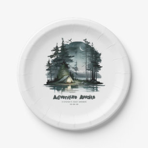 Assiettes En Carton Adventure Await Wild Nature Camping Party