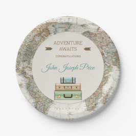Assiettes En Carton Adventure Await World Travel Map Moderne