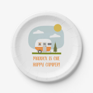 Assiettes En Carton Adventure Orange Camper Plaques Papier Anniversair