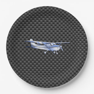 Assiettes En Carton Aéronef Chrome Comme Cessna Black Carbon Fibres