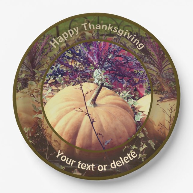 Assiettes En Carton Affichage citrouille Automne Personnalisé Thanksgi (Devant)