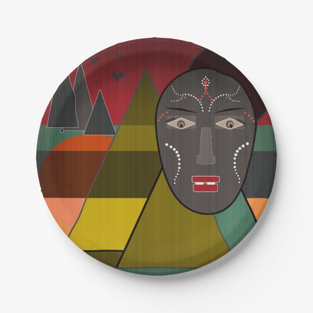 Assiettes En Carton African mask (Devant)