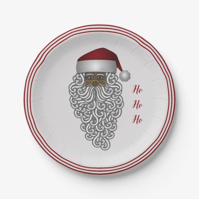 Assiettes En Carton Afro-américain le père noël traditionnel (Devant)