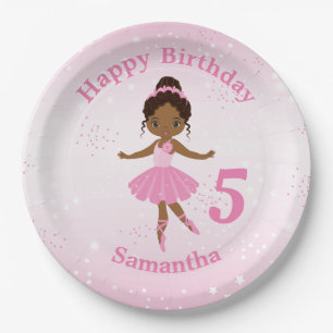 Assiettes En Carton Afro-Américaine Ballerina Plaque Papier Anniversai