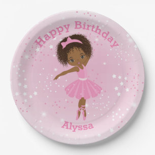 Assiettes En Carton Afro-Américaine Ballerina Plaque Papier Anniversai