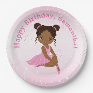 Assiettes En Carton Afro-Américaine Ballerina Plaque Papier Anniversai