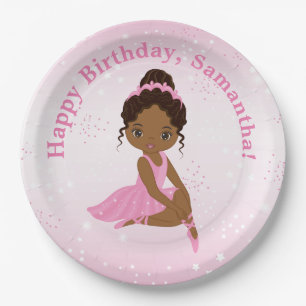 Assiettes En Carton Afro-Américaine Ballerina Plaque Papier Anniversai
