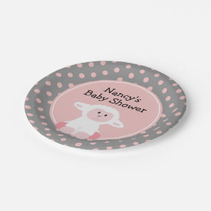 Assiettes En Carton Agneau bébé mignon avec Baby shower Pois