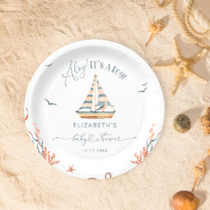 Assiettes En Carton Ahoy C'est un Baby shower de voilier nautique