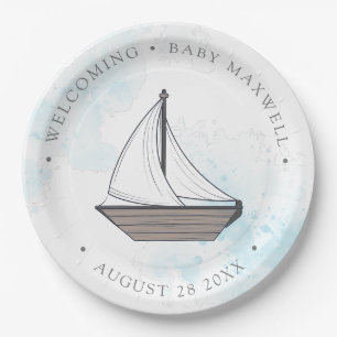 Assiettes En Carton Ahoy ! C'est un garçon ! Baby Sailboat Baby