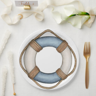 Assiettes En Carton Ahoy ! Plaques de papier Baby shower nautique
