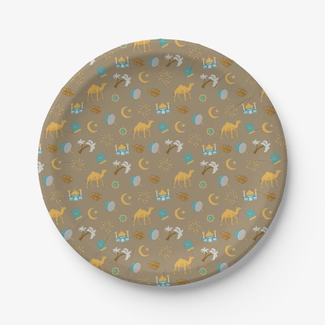 Assiettes En Carton Aïd moderne du Ramadan Moubarak Joyeux Aïd (Devant)