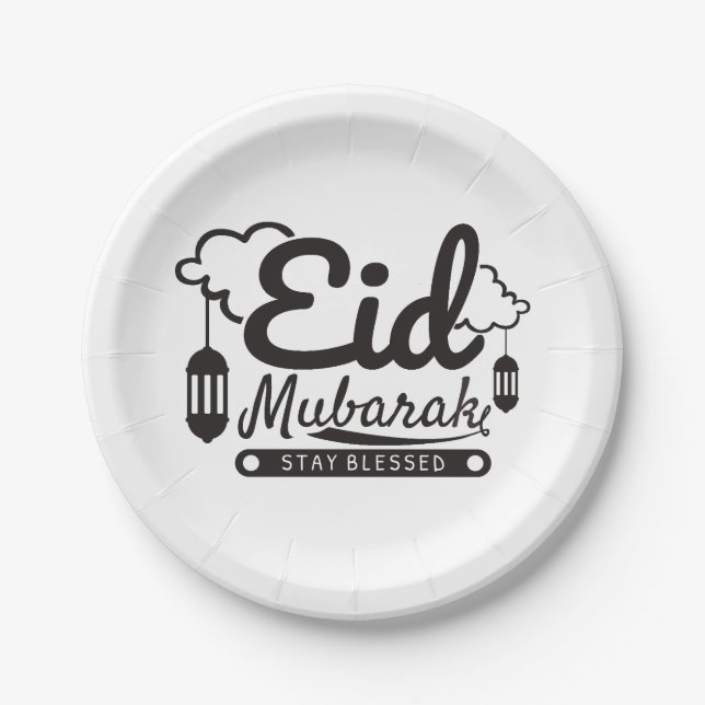 Assiettes En Carton Aïd moderne Moubarak Joyeux Aïd (Devant)