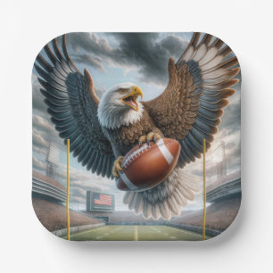 Assiettes En Carton Aigle Bald Scoring a Touchdown