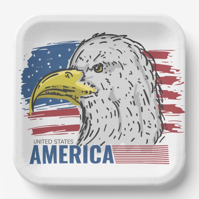 Assiettes En Carton Aigle des États-Unis d'Amérique (Recto)