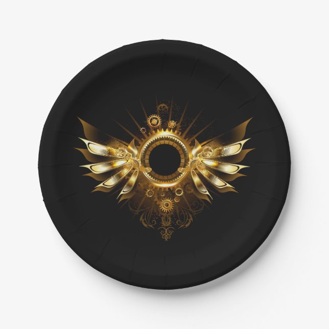 Assiettes En Carton Ailes de Steampunk (Devant)