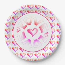 Assiettes En Carton Aimer Bright Hearts Plaque en papier