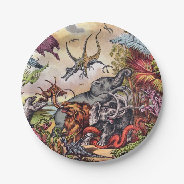 Assiettes En Carton Aire de jeu préhistorique (Devant)