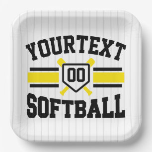 Assiettes En Carton AJOUT PERSONNALISÉ NOM Softball Player Varsity Tea