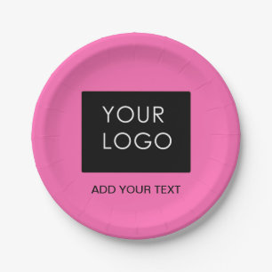 Assiettes En Carton Ajouter Logo Modern Pink Personnalisable Business
